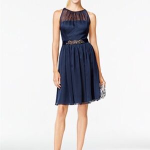 Adrianna Papell Midnight Blue A-Line Chiffon dress